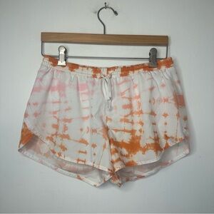 Women's Old Navy White Pink Orange Tye Dye M Drawstring Athletic Short Hot